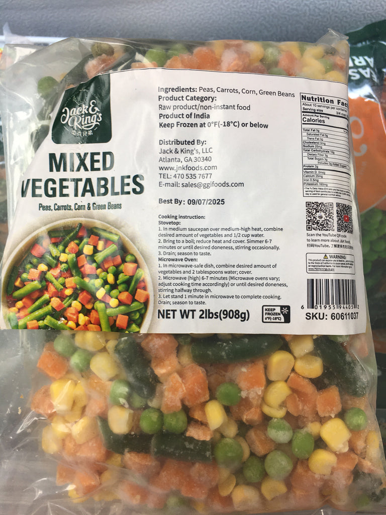 Frozen Mixed Peas & Carrots Corn Kernel and Green Beans - Jack & King's