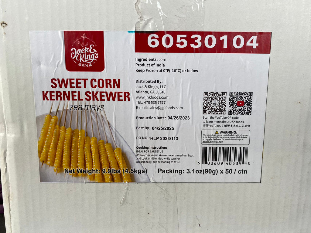 Frozen Corn Kernel Skewer 10" (10 Skewers/Bag) - Jack & King's